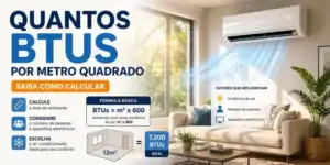 Calculadora de BTUs por metro quadrado para ar-condicionado mostrando como calcular a capacidade ideal para cada ambiente.