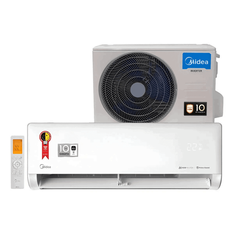 Ar-condicionado split da Midea com controle remoto e alta eficiência energética. Promoção especial n.